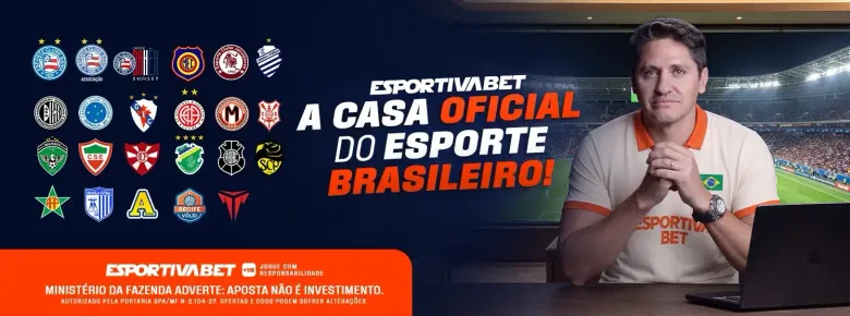 Banner institucional com o slogan «a casa oficial do esporte brasileiro» em verde e amarelo.